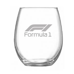 Vaso oval de cristal grabado con escuderías automovilismo