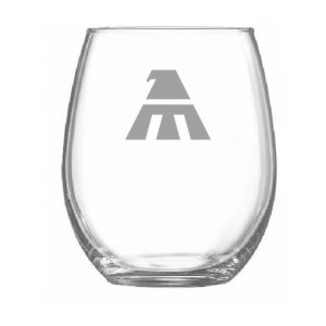 Vaso oval de cristal grabado con temas de aviación