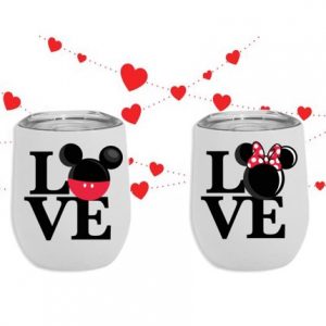 Vaso térmico Love de 355 ml color blanco y plata