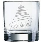 Vaso wisky de cristal grabado navidad arbol