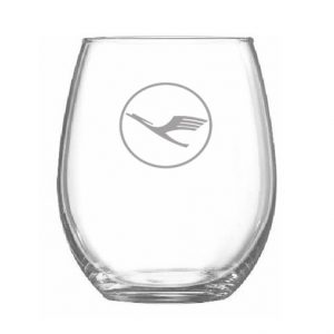 Vaso oval de cristal Lufthansa grabado