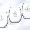 Vaso oval de cristal temas marinos