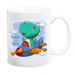 Taza dinosaurio avión baby shower 325ml