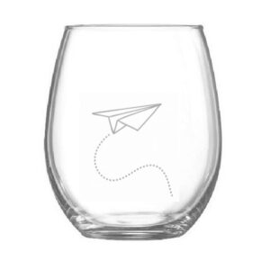 Vaso oval de cristal avión de papel